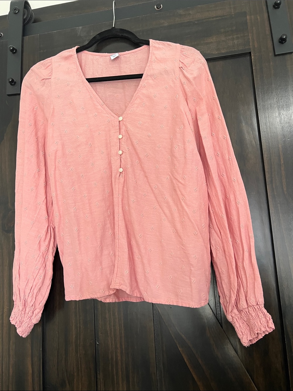 Old Navy Pink Button-Front V-Neck Blouse